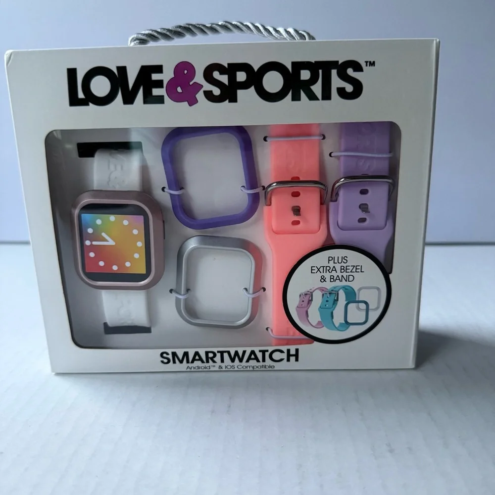 Smartwatch with Interchangeable Bands - Black,‎ Purple, Pink